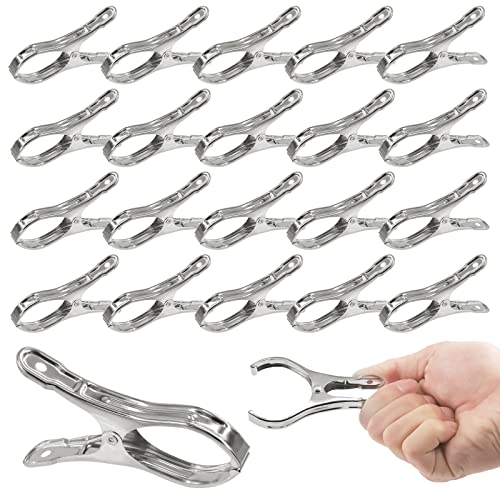 40Pcs 3.5 Inch Stainless Steel Garden Clips, Heavy Duty Clamps with Large Open, Strong Grip Clips for Greenhouse Plant Cover Netting/Garden Shade Cloth/Beach Towel/Clothespins/Quilt