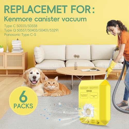 6 Pack Vacuum Cleaner Bags Fit for Kenmore CanisterType C/Q 50555 50558 - size: 6 PACK