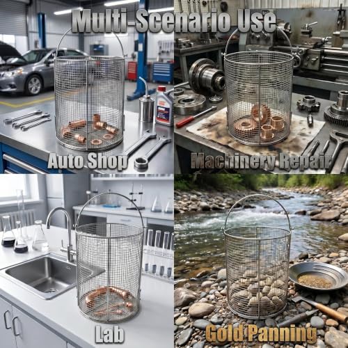 Stainless Steel Part Cleaning Strainer Basket, Fits 5-Gallon Bucket