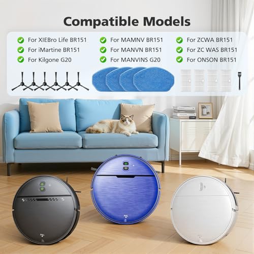 15 Pack BR151 Robot Vacuum Replacement Parts for iMartine XIEBro Life MAMNV - color: Set a