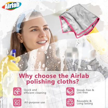 Airlab Glass Polishing Streak Free Miracle Cleaning Cloth, Sliver-Pink - color: Sliver-pink