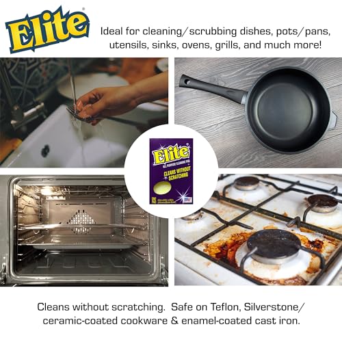 Elite All Purpose Cleaning Pad, 6 Pads (Individually Boxed), Non Scratch, Dish Sponge, Scrubber, Sponges for Kitchen and Household Use, Made in USA