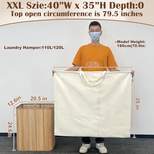 Canvas Laundry Bag Extra Large Heavy Duty Storage Bag 40"W x 35"H,XXL Beige - color: Beige, size: XXL 40"Wx35"H┃1 Pack