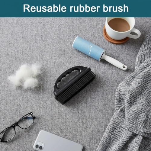 Rubber Brush - Effortless Pet Hair & Lint Removal for Couches & Clothes - color: Black