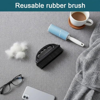 Rubber Brush - Effortless Pet Hair & Lint Removal for Couches & Clothes - color: Black