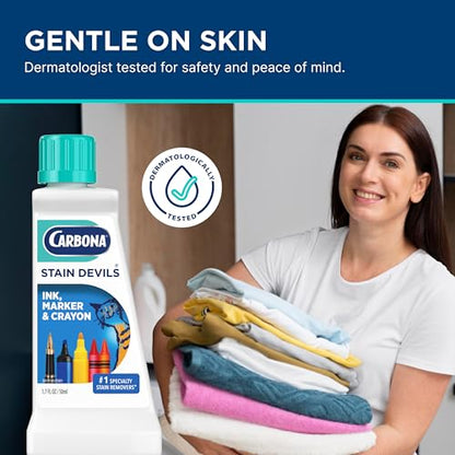 Carbona Stain Devils® #3 | Ink, Marker & Crayon | Professional Strength Laundry Stain Remover | Multi-Fabric Cleaner | Safe On Skin & Washable Fabrics | 1.7 Fl Oz, 3 Pack - size: 1.7 Fl Oz (Pack of 3)