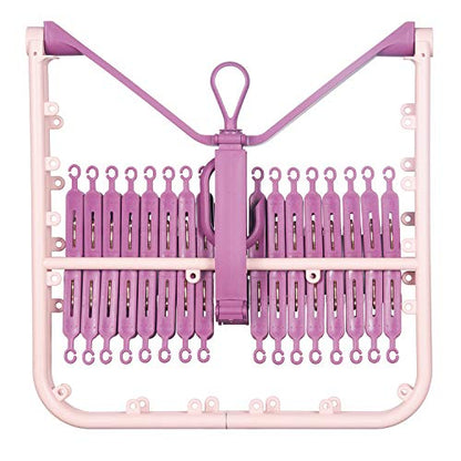 Foldable Clip Hangers with 32 Clothes Pins Drying Clips Laundry Clip - color: Pink