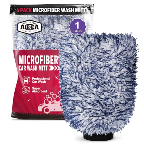 AIDEA Car Wash Mitt Microfiber, 1PK Wheel Cleaner Mitts, 7.12''X10.14'' - color: Dark Blue, size: 1PK-7.12''X10.14''
