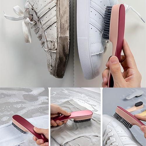 1 Pack Shoes Cleaning Brush, Handheld Scrubbing Brush–Multifunctional Cleaning Tools for Shoes, Laundry, Tile, Bathtub/Dark Pink - color: Dark Pink