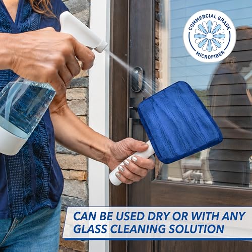 Unger Speed Clean with 4ft Pole and Extra Reusable Pads, Indoor Window Cleaner, Household Cleaning Supplies, Works with Glass and Natural Cleaners and Solutions, Attracts Dust and Dirt