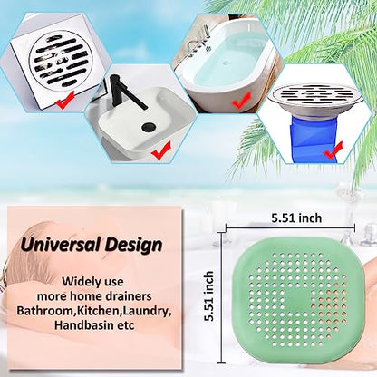Bovinde Hair Drain Catcher,Square Cover for Shower 2 Pack (Purple Green) - color: Purple Green