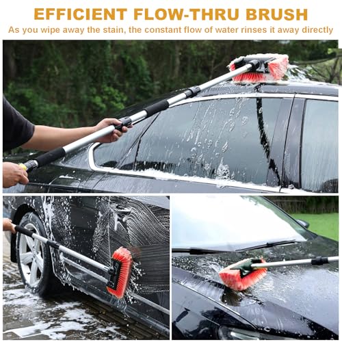 Car Wash Brush with Long Handle for Car Truck Boat RV SUV Washing (Orange, 70") - color: Orange, size: 70"