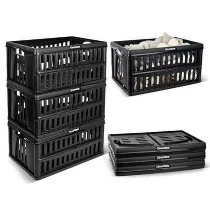 CleverMade Collapsible Utility Crates, 60L Storage Crate, 3 Pack, Obsidian - color: Obsidian, size: 60L - 3 Pack
