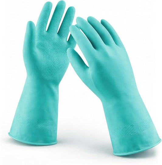LADWA 1 Pairs Non-Slip Household Cleaning Reusable Dishwashing Gloves for Kitchen Washing Dishes Bathroom Gardening & Home Tasks Flexible Long-lasting & Waterproof Gloves Perfect for Woman Men (Green) - color: Green, size: Pack of 1