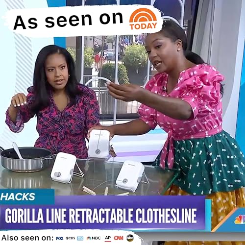 GorillaLine - Retractable Clothesline Indoor Outdoor Clothes Line | Heavy Duty Clothes Drying Laundry Line | Wall Mounted Drying Rack Clothing Line - color: White