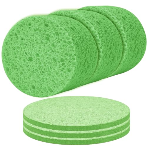 3-Pack Large Sponge, Kitchen Sponges, Handy Sponges, Cellulose Sponges, Dish Washing Sponge, Natural Sponge, Car Washing Sponge, Eco Friendly Sponge (Round, 4" X 4" X 2"), Green - color: B-green