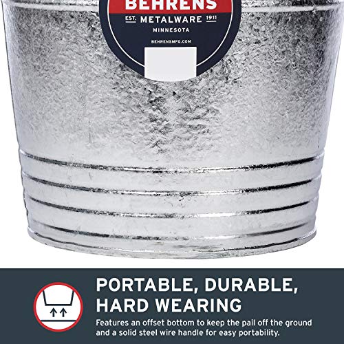 Behrens 1214GS Galvanized Steel Utility Pail, 14-Quart, Gray - size: 14 quarts, style: Hot Dipped