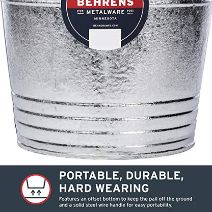 Behrens 1214GS Galvanized Steel Utility Pail, 14-Quart, Gray - size: 14 quarts, style: Hot Dipped