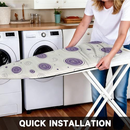 Ironing Board Cover 15"x54"，Standard Ironing Board Replacement Cover，Easy Fit - color: Light Purple and Beige, size: 15"x54"