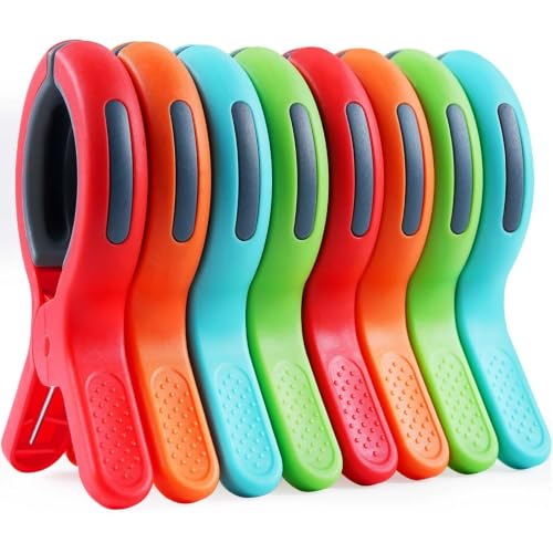 Large Beach Towel Clips for Beach Chair, Heavy-Duty Plastic Clothes Pins, Towel Clips for Beach Chairs Cruise-Keep Your Towel from Blowing Away, Vacation Beach Must Have Beach Chair Clips - color: 4 Colors