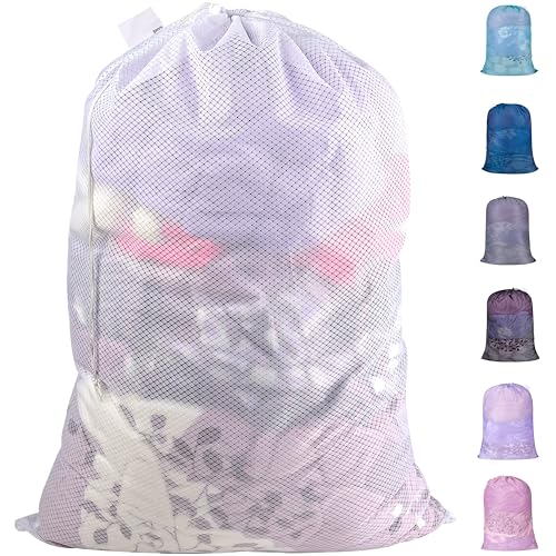 Polecasa Extra Heavy Duty Diamond Mesh Laundry Bag, 24x36", White - color: A-White, size: 24"x36" |1 Pack