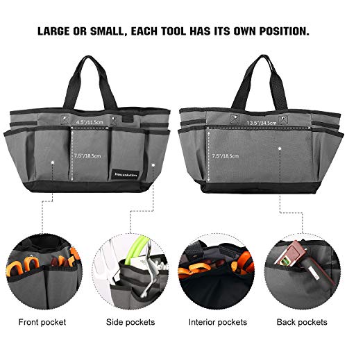 Housolution 14 Inch Gardening Tote Bag, Garden Tool Storage Bag, Gray+Black - color: Gray & Black, size: 14 Inch