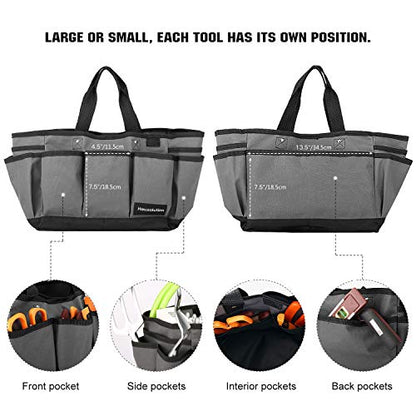 Housolution 14 Inch Gardening Tote Bag, Garden Tool Storage Bag, Gray+Black - color: Gray & Black, size: 14 Inch