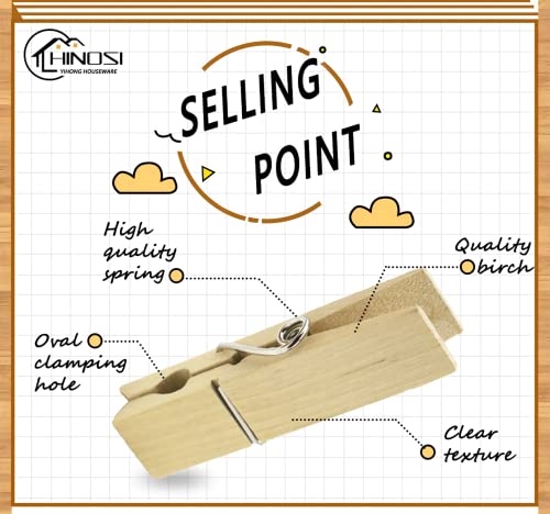 30pcs Large Wooden Clothespins, Sturdy and Heavy Duty Clothes Pins for Hanging, Outdoor, Crafts
