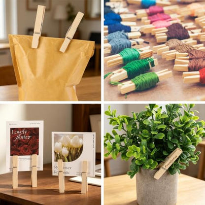50Pcs Large Wooden Clothes Pins 2.9 Inch, Natural Wood Clips for Crafts, Classroom Projects, Chip Bags, Heavy Duty Spring - color: Wood-50pcs-2.9inch