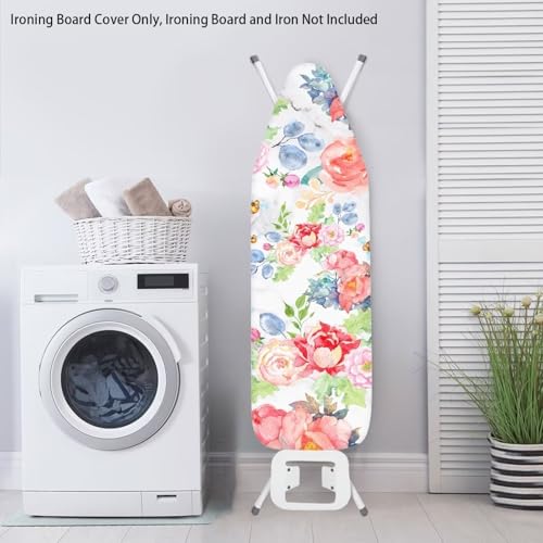 Fresh Floral Ironing Board Cover and Pad with Elastic Edge Waterproof Ironing Board Covers Stain Resistant Hook and Loop Design - color: Fresh Floral