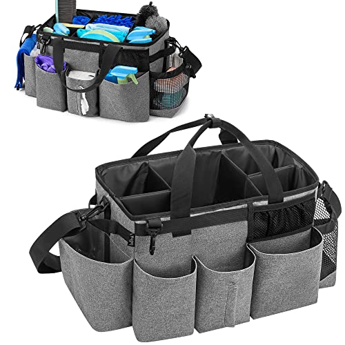 LoDrid Wearable Cleaning Caddy Bag with 4 Foldable Dividers, Grey - color: Gray