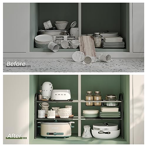 Under Sink Organizers and Storage,Expandable under cabinet organizer Shelf - size: 6 Panels and 2 Baskets