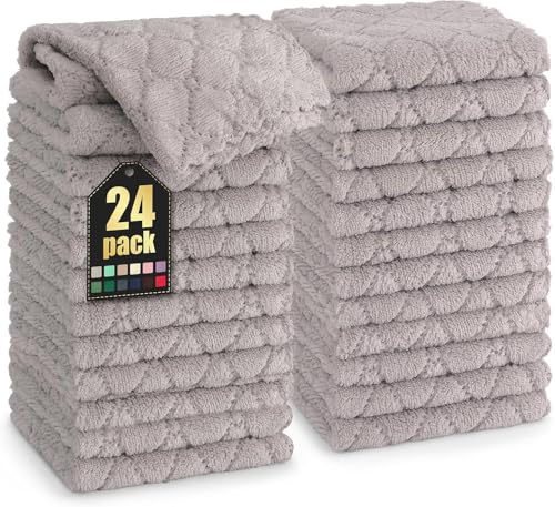 Homaxy 24 Pack Super Soft & Absorbent Dish Cloths, 10" x 10", Grey - color: Grey, size: 10 x 10 inch-24 pack