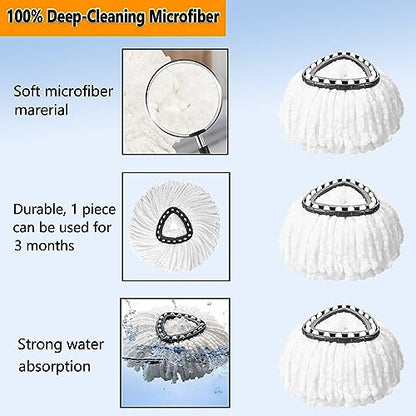 5Pack Spin Mop Replacement Heads,100% Microfiber,Household Floor Cleaning - size: 5Pack