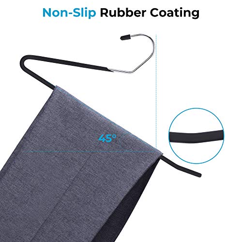 JS Hanger Non Slip Pants Hangers 10 Pack Open Ended Easy Slid Slacks Hangers, Durable Anti-Rust Space Saving Metal Jeans Hangers, Chrome and Black Friction - style: 10pack