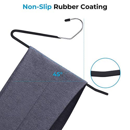 JS Hanger Non Slip Pants Hangers 30 Pack Open Ended Easy Slid Slacks Hangers, Durable Anti-Rust Space Saving Metal Jeans Hangers, Chrome and Black Friction - style: 30pack
