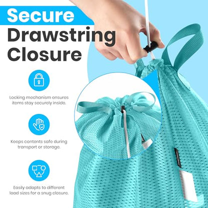 Handy Laundry Mesh XL Laundry Bag 24"x36" with Shoulder Strap, Teal - color: Teal, size: 1-Pack