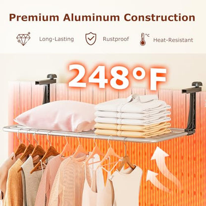 Giantex Portable Clothes Drying Rack, 31" Aluminum Hanging Laundry Rack with Adjustable and Foldable Brackets, Radiator Airer, Indoor Outdoor Towel Rack for Balcony Railings, Windowsill - size: 31"L