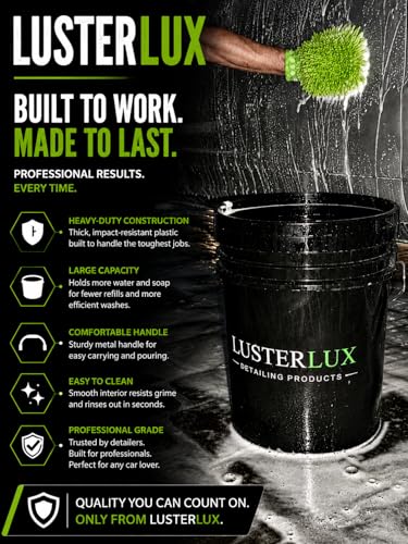 LuxBucket, Heavy-Duty Multi-Purpose Bucket with Carry Handle, Bucket for Cleaning, Detailing, Storage, Organization, Garage, Workshop & Outdoor Use