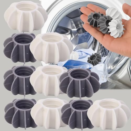 10PCS Silicone Laundry Balls Anti-Tangle Cleaning Sponge Hair Remover Tool - color: Grey and White