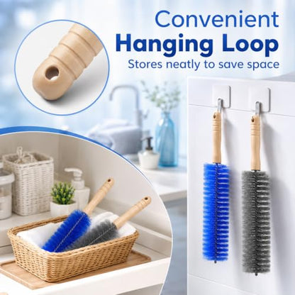 2PC Fan Cleaning Brush, Microfiber Duster Ideal for Electric and Blind, Reusable Fan Cleaner Brush Dust Remover, Non-disassembly Cleaning (Gray + Blue)