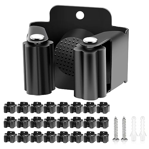 Verdenu 25 Pack Broom Holder Wall Mount, Mop and Broom Holder Wall Mount, Stainless Steel Command Mop Holder with Screws, Garden Tool Storage Organizer for Kitchen, Home, Bathroom, Garage, Black - color: Black, size: 25 Pack