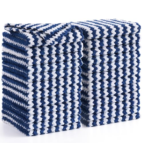 Homaxy 24 Pack Coral Velvet Dish Cloths, 10 x 10 inches, Navy Blue - color: Navy Blue, size: 10 x 10 - 24 Pack