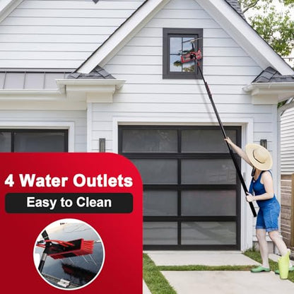 18ft Long Reach Solar Panel Cleaning Brush Kit, Adjustable Water Fed Pole & 2 Dusting Brushes for Window,Outdoor Window Roof Cleaner Kit