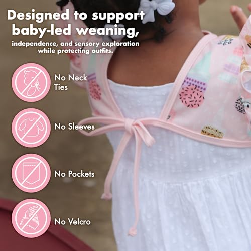 BapronBaby Flutter Baby Led Weaning Infant Feeding Bib Crafting Smock 6M-5T - color: Pink Ice Cream, size: Baby/Toddler 6m-3T