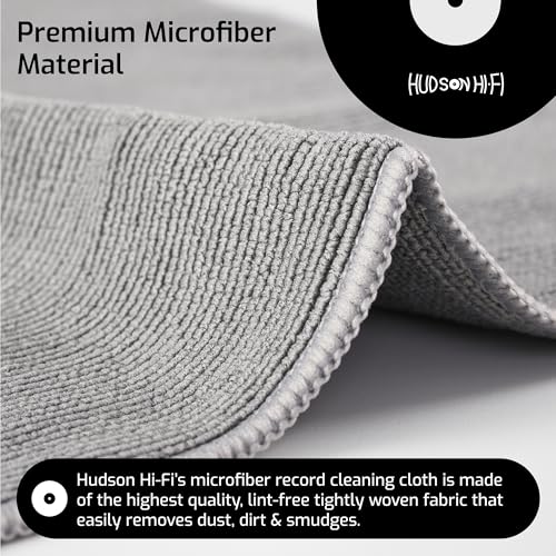 Hudson Hi-Fi Anti Static Microfiber Record Cleaning Cloth - 5 pk - The Audiophiles Anti-Scratch Lint & Dust Magnets - 7X Capillary Absorption LP & Record Cover Cleaner Protector Cleaning Cloths