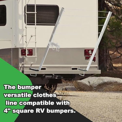 KUAFU RV Clothes Drying Rack Mounted Clothesline Fits 4 in Square Bumpers