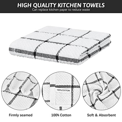 Nialnant 8 Pack Terry Dish Cloths,100% Cotton Dish Towels for Kitchen - color: Black, size: 12 x 12 in - 8PCS