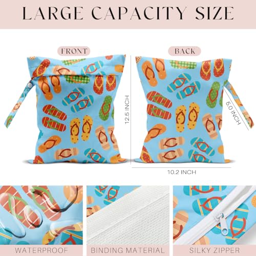 Wet Bag for Swimsuit, Beach Travel Essentials Wet Dry Bag, for Sunscreen Toiletry Dirty Clothes Yoga Gym Diaper, Friends Summer Beach Vacation Gifts. flip flops - color: Flip Flops