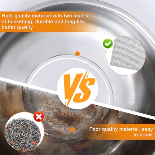 20 Pcs New Upgrade 3-Layer Metal Dish Cloth, 7.87x7.87 Inch Cleaning Cloth - color: Silvery 20 Pack